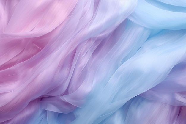 Abstract background of blue and pink silk fabric with waves and folds