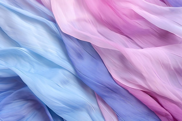 Abstract background of blue and pink wavy silk or satin