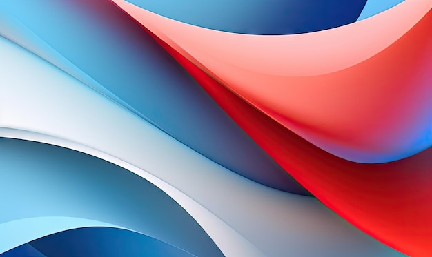 Abstract background blue red white curved shapes Wavy background Created with generative AI tools