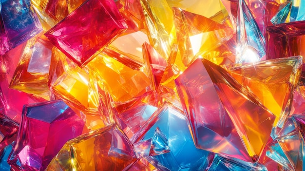 Photo abstract background of brightly colored glass crystals