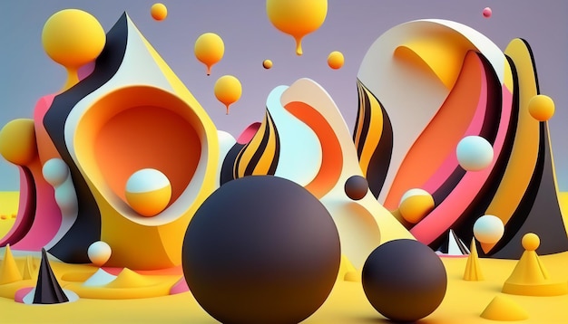 Abstract background cartoon style with circles Generative AI