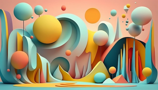 Abstract background cartoon style with circles Generative AI