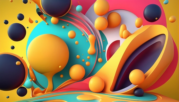 Abstract background cartoon style with circles Generative AI