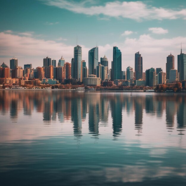 abstract background of City escape view near body of water at daytime