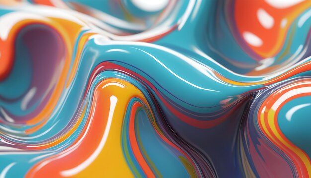 Abstract background of colorful shiny liquid Mixture of bright paint illustration Generative AI