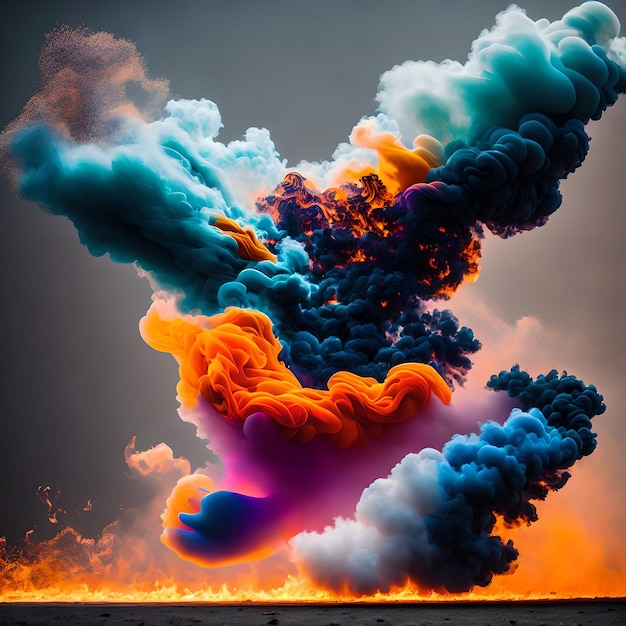 Abstract background of colorful smoke cloud generative art by AI