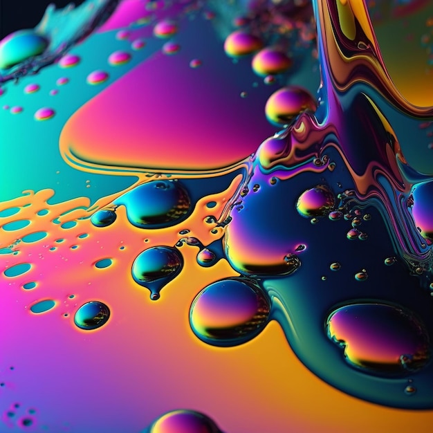 Abstract background of colorful splashes and waves. AI Generated Illustration