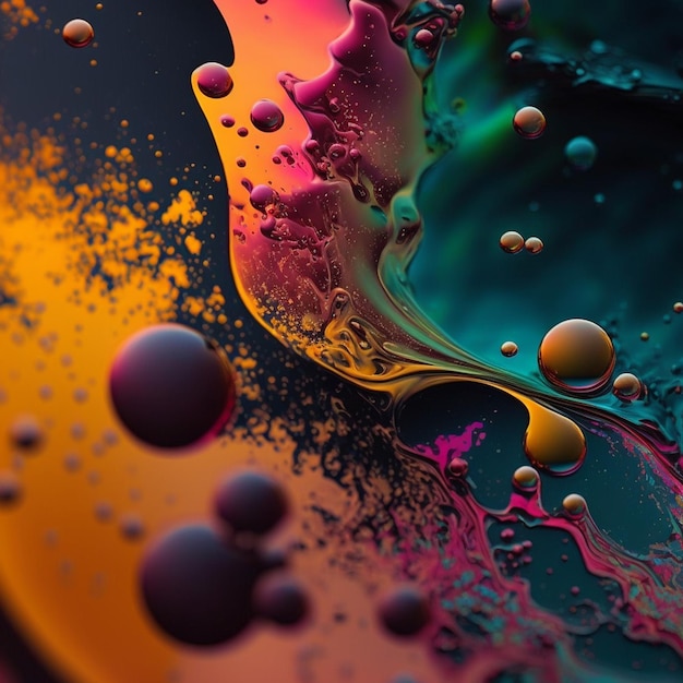 Abstract background of colorful splashes and waves. AI Generated Illustration