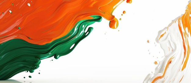 An abstract background in the colors of the Indian flag with a white background and orange green and tricolor themes