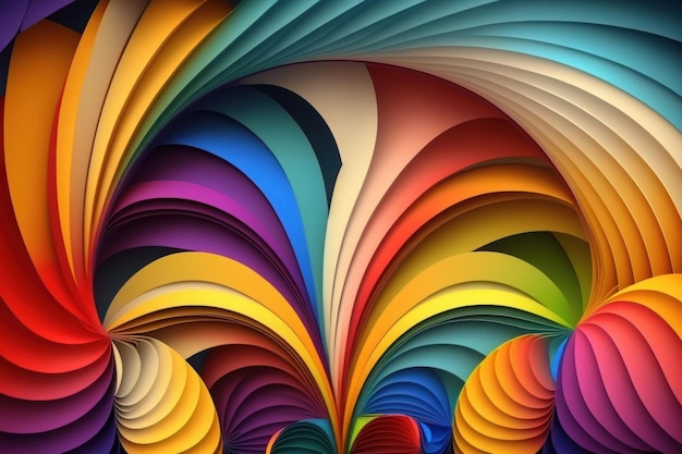 Abstract background consisting of colorful arcs Illustration AI Generative