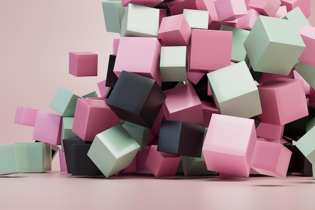 Abstract background consisting of multicolored cubes lying on top of each other