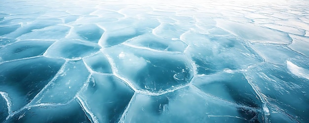 Abstract Background of Cracked Ice Surface Blue and White Texture