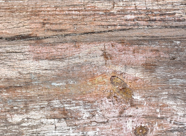 Abstract background of cracked weathered old wood with layers of paint