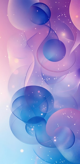 Abstract background design with blue and purple gradient and bubble shapes creating a dreamy and ethereal effect