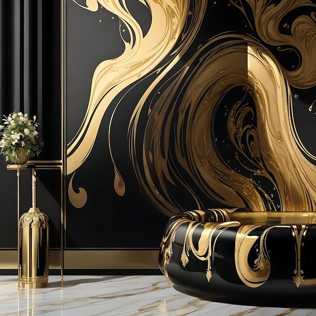 Abstract background design with golden and black colors