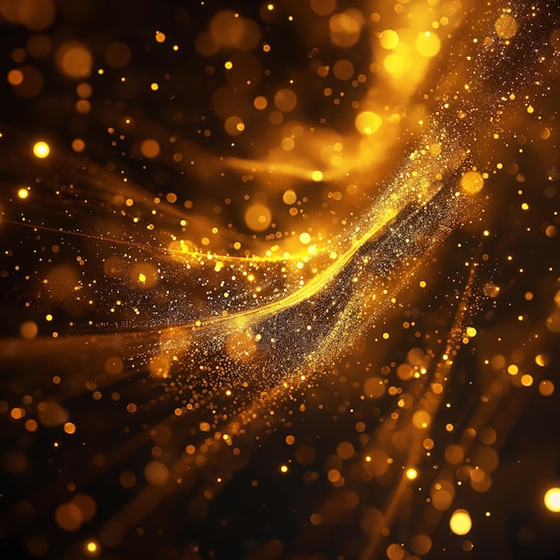 Abstract background featuring golden light glitter sparkle shiny particles and a glowing celebration