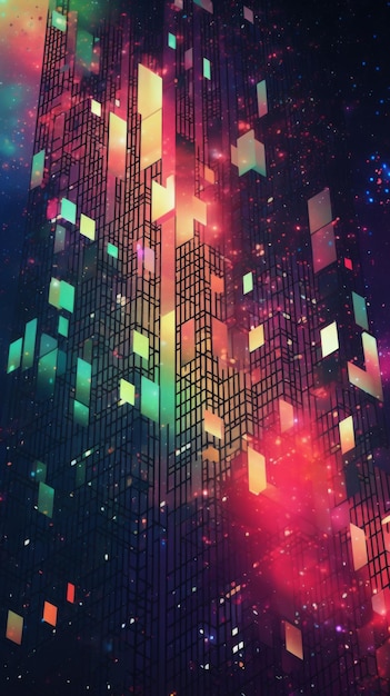 Abstract background featuring interwoven cubes and shimmering stars