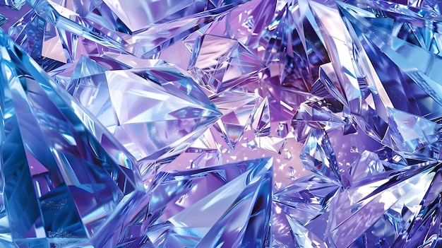 Abstract Background Featuring Intricate Blue and Purple Geometric Crystals