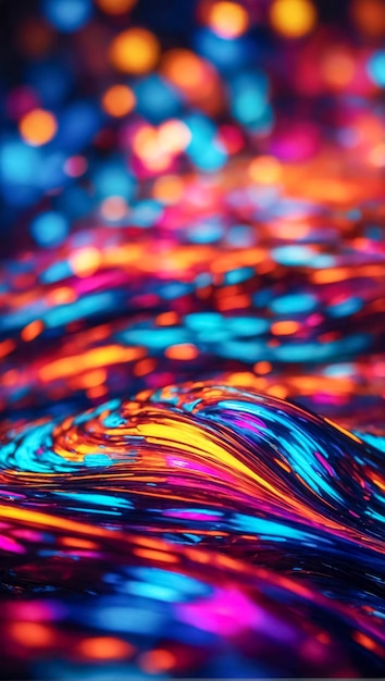 Photo abstract background of featuring a vibrant swirl of colors shades of blue turquoise pink purple and orange which flow and intertwine in a fluid wavelike pattern