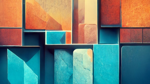 Abstract background formed from blue 3d blocks future highly detailed texture