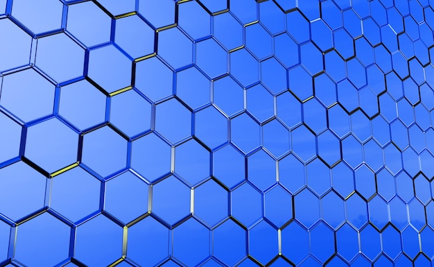 Abstract background from hexagons 3d illustration surface of hexagonal tiles closeup