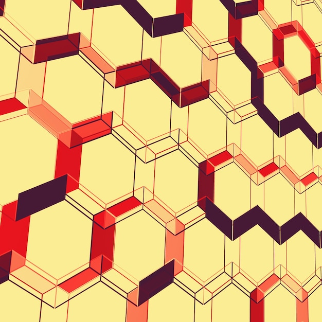 Abstract background from hexagons. 3d illustration. surface of hexagonal tiles