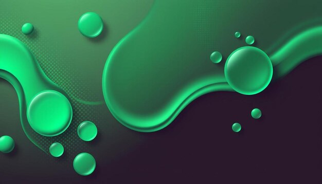 Photo abstract background green with 3d waves and circles