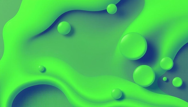 Photo abstract background green with 3d waves and circles