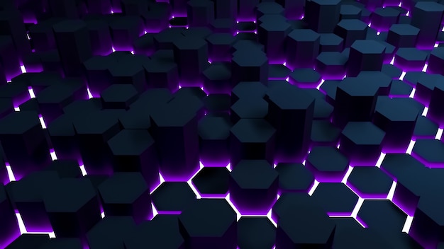 Abstract background of hexagons with light