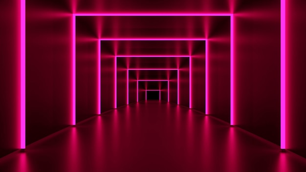 Abstract background is modern neon lights 3D rendering