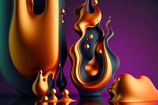 Abstract background liquid metal Generative AI