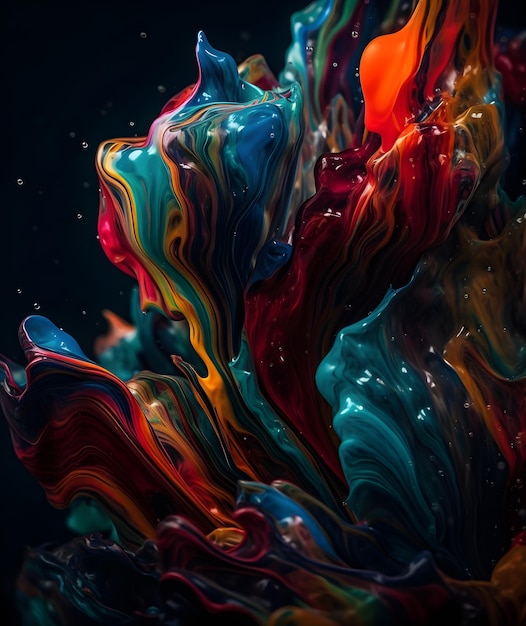 Abstract background liquid wave paint colourful 3d generative ai