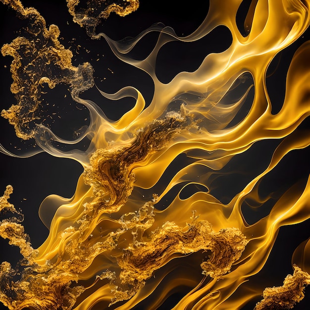 Abstract background of luxury black and gold smoke cloud generative art by AI