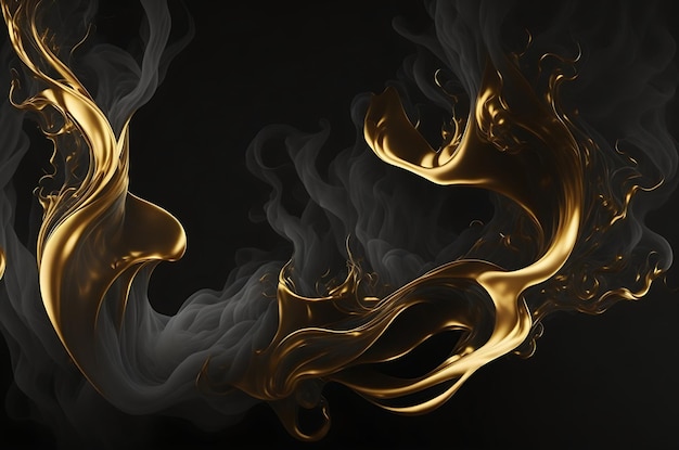 abstract background of luxury black and gold smoke cloud