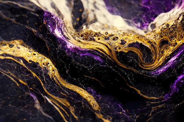 Abstract background Luxury marble with purple and gold paint