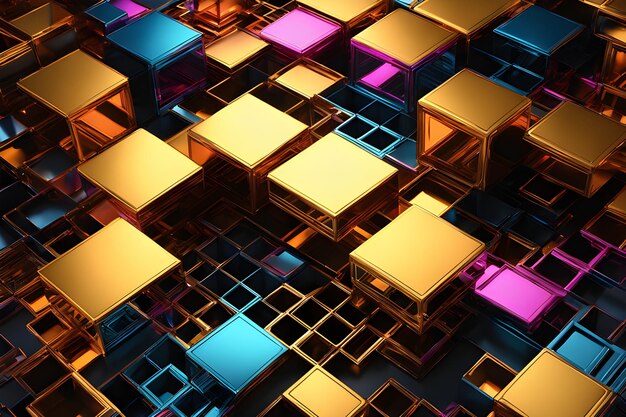 Photo abstract background made of cubes in blue pink and black colors