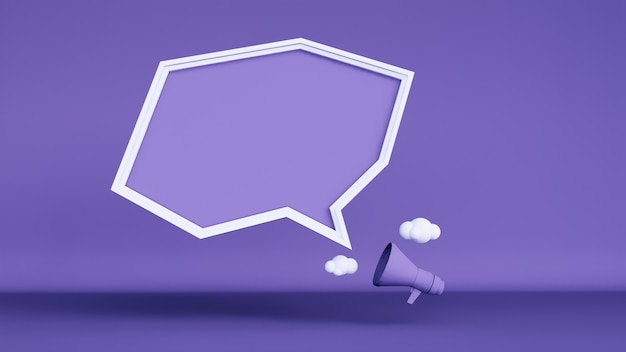 Abstract background, megaphone and frame chat . 3d rendering