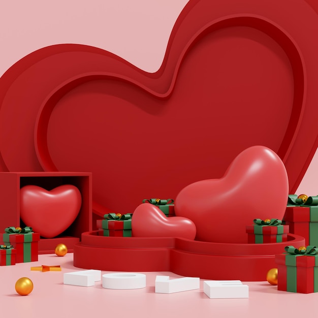 Abstract background minimal style for branding product presentation on Happy Valentine's day