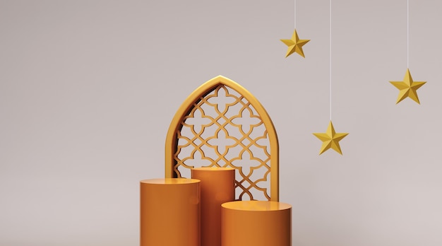 Abstract background, mock up scene for product display concept of Ramadan mubarak. 3d rendering