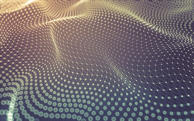 Abstract background. Molecules technology with polygonal shapes, connecting dots and lines. Connection structure. Big data visualization.