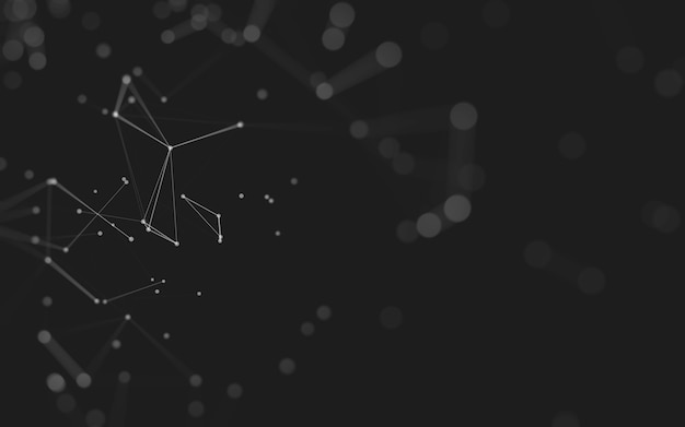 Abstract background. Molecules technology with polygonal shapes, connecting dots and lines. Connection structure. Big data visualization.