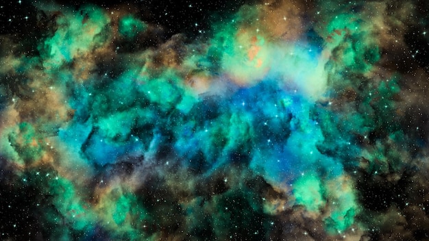 Abstract background - multicolored cosmic nebula and stars.