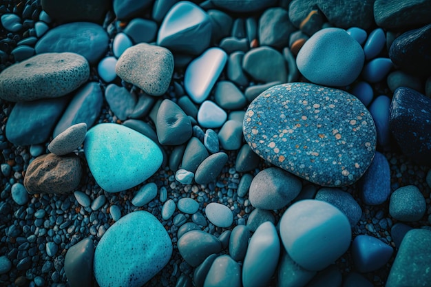 Abstract background of the nature of pebbles Blue texture