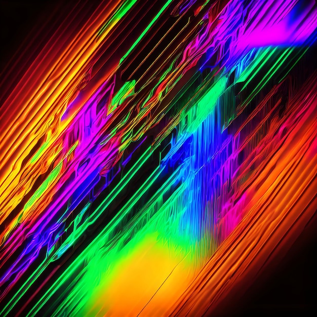 Abstract background of neon color led light generative art by AI