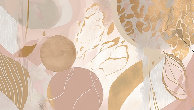 abstract background, neutral tones, blush pinks and sand colors, gold leaf, feminine organic shapes