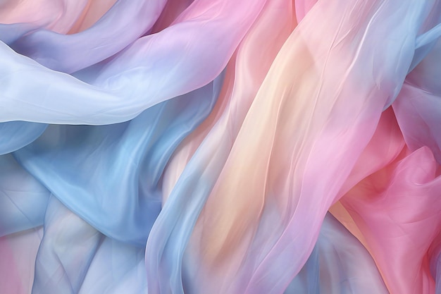 Abstract background of pink and blue wavy fabric