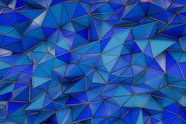 abstract background. polygonal field protruding crystals from triangles of different shades of blue.