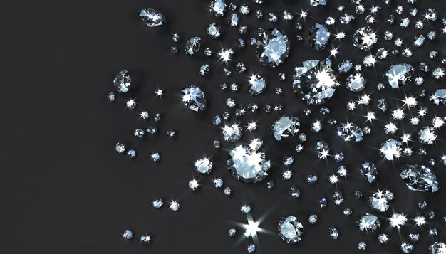 Photo abstract background of scattered diamonds of different sizes