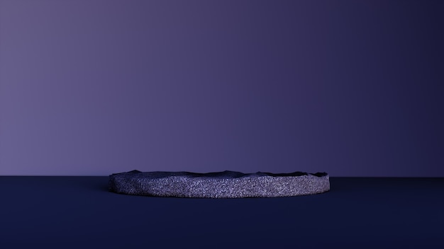 Abstract background, scene for product display. 3d stone podium in a dark room interior