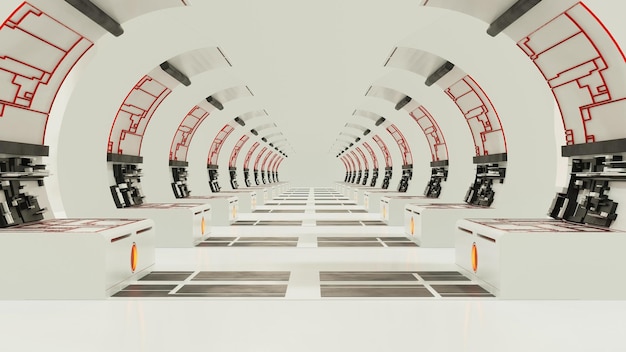 Abstract background of Sci Fi Modern Futuristic Spaceship Tunnel Corridor gate 3D illustration rendering